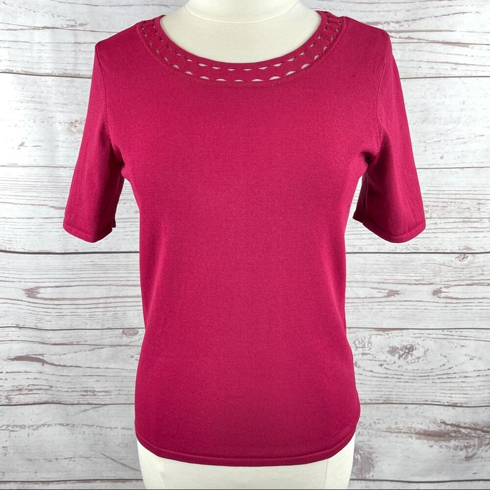 Whbm Raspberry Color Top With Unique Neckline - image 1